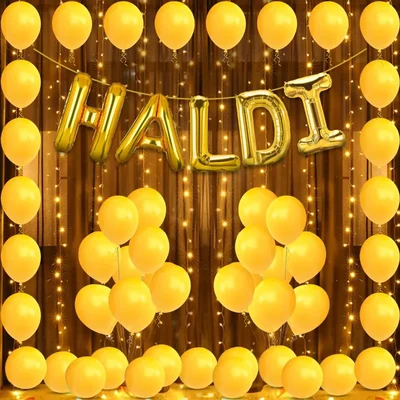 Haldi Ceremony Decor Kit with Balloons Light Photoshoot Set, 27 Pcs(pack of 3)