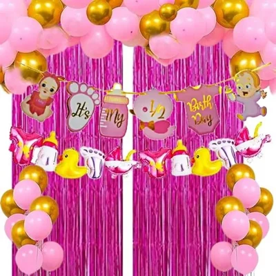 Pack of 4, 44 Pcs Its My Half Birthday Decoration Set for Girls | Cute Yellow & Pastel Balloon Arch