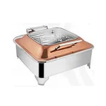 SS Square Half Glass Chafing Dish Cover Rose Gold With /E Frame