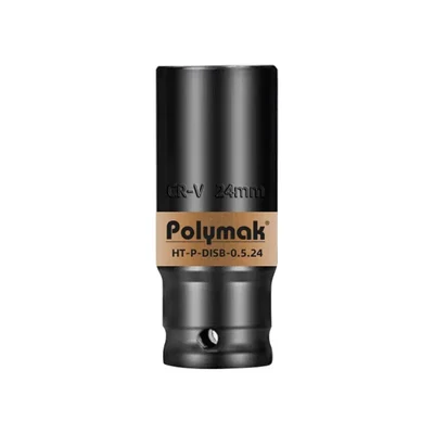 Polymak 1/2" Drive 24mm Deep Impact Hex Socket Heavy-Duty Cr-Mo Steel Heat-Treated Fastening Tool HT-P-DISB-0.5.24 (Pack of 2)