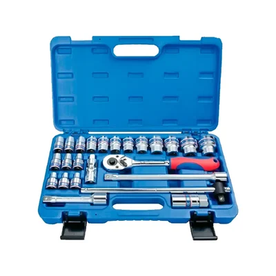 King Tony 24 Pcs 1/2 Inch Drive Chrome Vanadium Socket & Wrench Set Suitable For Automotive, Maintenance, Heavy-Duty DIY & Household Task