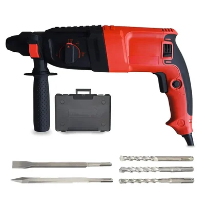 Heavy Duty 26 mm Rotary Hammer Drill 1500 W, 900 RPM With 3 Drill Bits, 2 Chisels