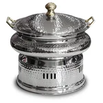 Hammered Stainless Steel Silver Round 6ltr Chafing Dish with Lid 