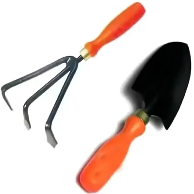 Garden Tools Combo Kit of a Hand Cultivator and a Big Hand Trowel | Used for Small Scale Gardening Processes(2 Tools)