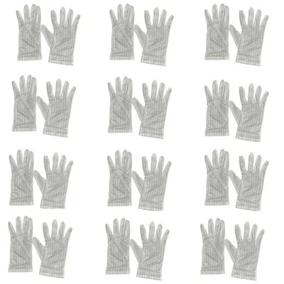 Delight 12 Pair White Colour Stripped Large Size Anti-Static ESD Gloves (MEDPS44-W)