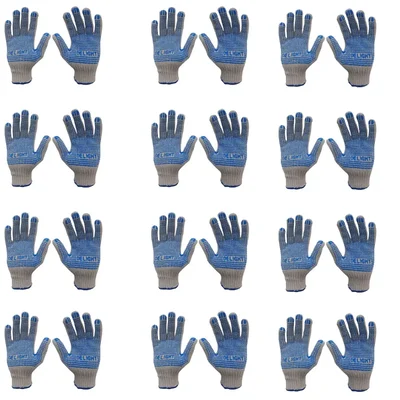 Delight 12 Pair 7 Gauge Single Dotted White Hand Gloves MD0782-W(70)