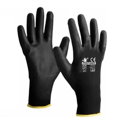 Fortuner Black On Black PU Coated Hand Gloves, High-Dexterity Protection For Heavy Duty & Precision Work(Pack-1 Pair,Size-Small)