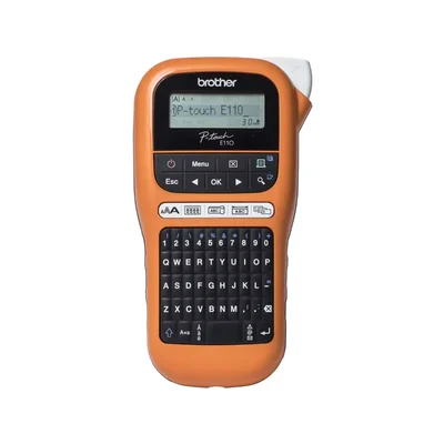 Brothers 12mm Handheld QWERTY Industrial Label Maker with Carry Case & Adapter for Electricians PT-E110VP
