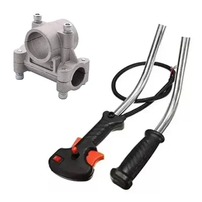 Left and Right Handle with Throttle Cable & 28 mm Rod Connector / Handle Bracket Clamp for Sidepack Brush Cutter
