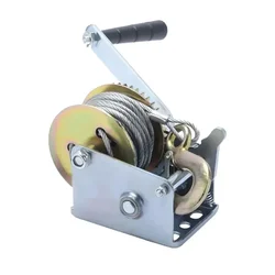 K-2 (800 lbs /363 Kg) Manual Hand Winch With 8-Meter, 4 mm Galvanized Wire Rope And Eye Hook