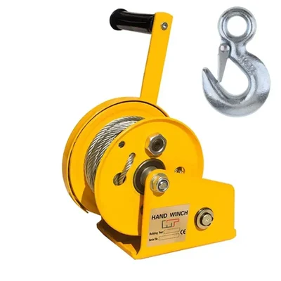 HT Manual Hand Winch With Auto Lock System, 10 Meter Galvanized Wire Rope And Eye Hook(Capacity-1200 lbs)