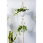 Ecofynd Handwoven Cotton Macrame Hanging Planter for Stylish Home(Pack of 2)