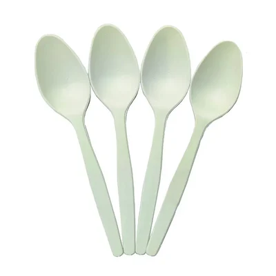 6-Inch (150mm) Handy Eco-Friendly Cornstarch Spoons | Heavy Duty & Compostable ideal for Events & Home(Pack-Pack of 100 Pcs)