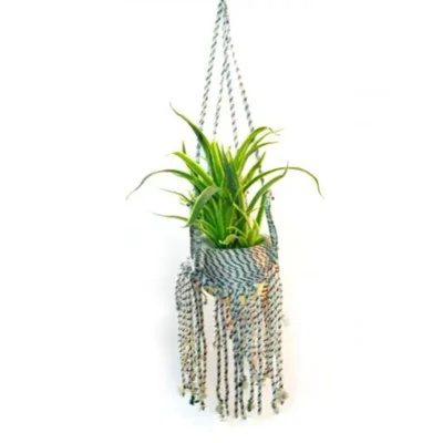 Hanging Iron Planter Pot with Jute Rope, Used for Home Decoration Purpose