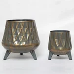 Ecofynd Pack of 2 Hazel Metal Planter with Stand Home Decor Item for Balcony, Living Room 