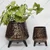 Ecofynd Hazel Metal Planter Pot with Stand | Home Decor Item for Balcony, Living Room (Dark Chocolate) - Pack of 2 