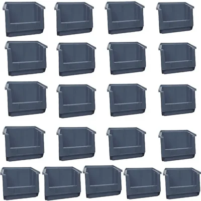 Global Star 200x125x100 mm HDPE Crate-15 Grey Storage Bin (Pack of 21)