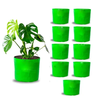 Siddhi 250 GSM 10 pieces HDPE Round Shape Reusable Grow Bag | Suitable for Gardening and Nursery(Size-6 x 6 inch)