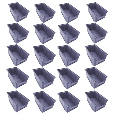 Global Star 350x200x200 mm HDPE Crate-45 Grey Storage Bin (Pack of 20)