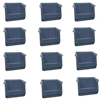 Global Star 200x125x100mm HDPE Crate-15 Grey Storage Bin (Pack Of 12)