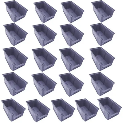 Global Star 300x200x160 mm HDPE Crate-35 Grey Storage Bin (Pack of 21)