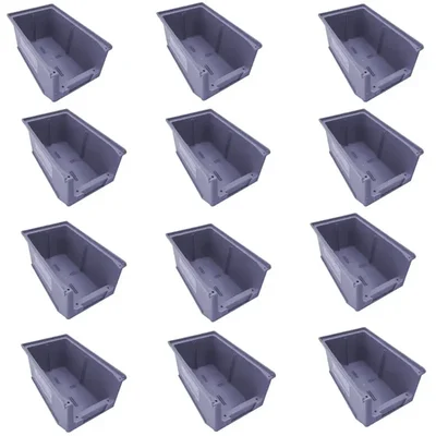 Global Star 450x295x200 mm HDPE Crate-50 Grey Storage Bin (Pack Of 12)