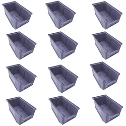 Global Star 450x295x200 mm HDPE Crate-50 Grey Storage Bin (Pack Of 12)
