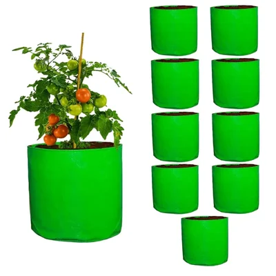 Shiv Biotech 250 GSM 10 pieces HDPE Round Shape Reusable Grow Bag | Suitable for Gardening and Nursery(Size-12 x 12 inch)