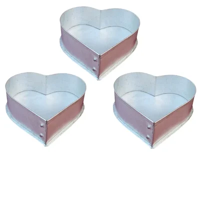 High Capacity (Pack of 3) Aluminum 5 , 7 and 10 Inch Heart Shape Cake Mould With 600 gm, 800 gm, and 1.1 kg Capacity
