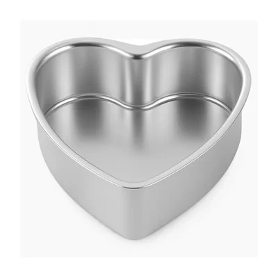 Premium 7/2 Size Aluminum Heart Shaped Cake Baking Tin for Anniversary Celebration Cakes with Silver Metallic Finish