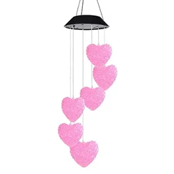 Gramstrong Solar Powered Color Changing LED Light Heart Shaped Wind Chimes for Home Hanging Decoration For Home & Garden
