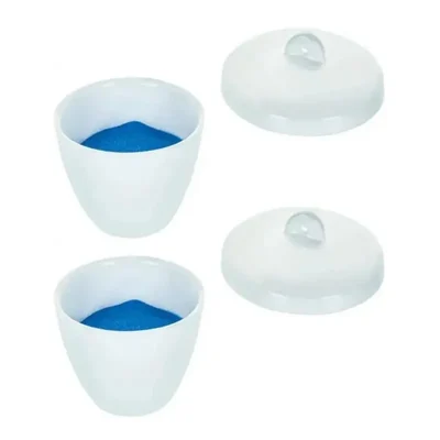 COMETEK 50ml Porcelain Crucible with Lid Combo Pack | 2 Piece High Temperature Heat Resistant Laboratory Heating Cups