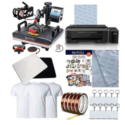 My Print 5 In 1 Heat Press Machine With Sublimation Printing Machine & Sublimation Ink Combo For Business Supplies
