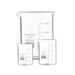Cometek Set of 3 Beakers - 50 ml, 100 ml, 500 ml, Low Form, Borosilicate Glass 3.3, Graduated.