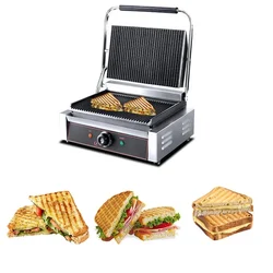 Heavy Duty Electric Sandwich Griller with Both Grooved 1800W