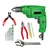 Heavy Duty 10mm 300 Watt Drill Machine With Hss Bits, Line Tester, Plier, Wire Cutter & Wrench For Electrician/ Electrical Work Purposes