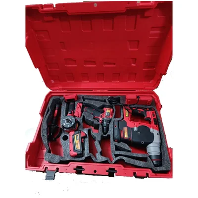 Heavy Duty 3 Pcs 21V Cordless Rotary Hammer, Impact Wrench & Metal Chuck Drill Machine Combo With Battery & Charger