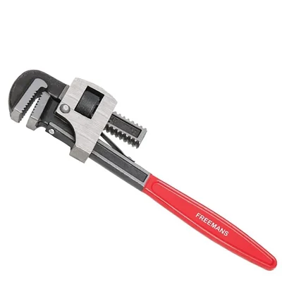 Freemans 26mm Capacity Heavy Duty Alloy Steel Stillson Pipe Wrench Induction Hardened Teeth Dip Painted Handle SPW10