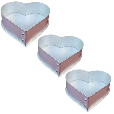 Aluminum Heavy Duty (Pack of 3) 6 , 7 and 11 Inch Heart Shape Cake Mould With 700 gm, 800 gm, and 1.2 kg Capacity