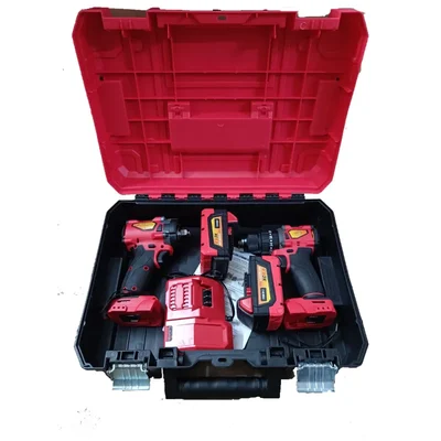Heavy Duty 21V Cordless 1/2" Impact Wrench & 13mm Metal Chuck Drill Machine Combo With Battery & Charger
