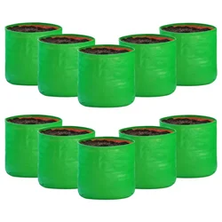 Shiv Biotech 250 GSM, 10 pieces 15 inch x 15 inch HDPE, Round Shape, Reusable Grow Bag | Suitable for Nursery and Garden