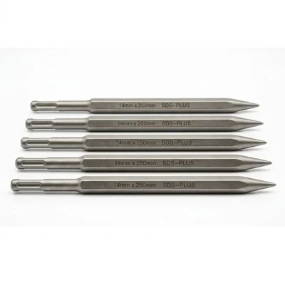 Heavy Duty 14mmx250mm Pointed Chisel Suitable For 26mm Rotary Hammer/Hammer Drill Machine - Pack Of 5