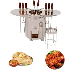 Heavy Duty Stainless Steel Charcoal Tandoor With Foldable Wings