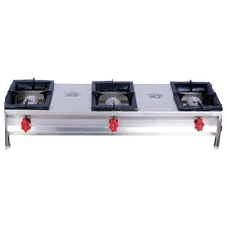 42X10X8 Inches Heavy Duty SS 304 Triple Burner For Large-Scale Cooking Operations