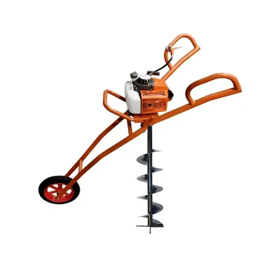 Heavy Duty 63CC Single Wheel Trolley Earth Auger / Post hole digger with 8 inch Auger Bit