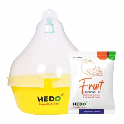 HEDO Fruit Fly Trap & Lure, Targets Bactrocera Dorsalis, Zonata & Correcta in All Fruits - Pack of 10