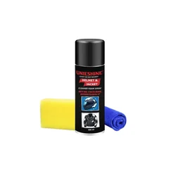 UNIESHINE Helmet and Jacket Cleaner Foam Spray Kit 500 ml with Microfiber Cloth and Sponge Removes Dirt Sweat Odor