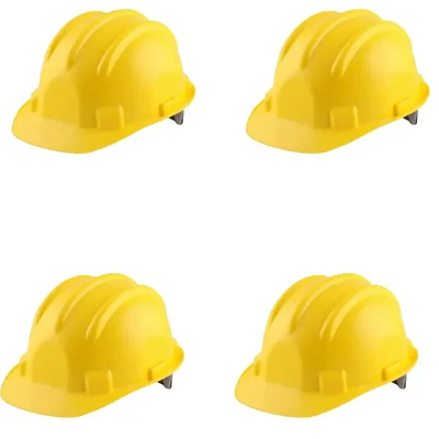 Heavy Duty Pack of 4 Ratchet Safety Helmet - Yellow Colour, Hard Hat For Construction and Industrial Work