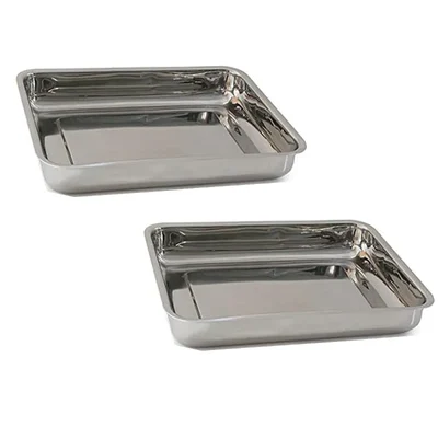 Stainless Steel 20 x 15 x 3.5 Inch Rectangular Deep Tray(Pack-Pack of 2)
