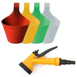 AGT Combo Pack of Colorful Railing Hook Pots and a 5 Pattern Nozzle Spray Gun | Used for Gardening / Decoration Purposes